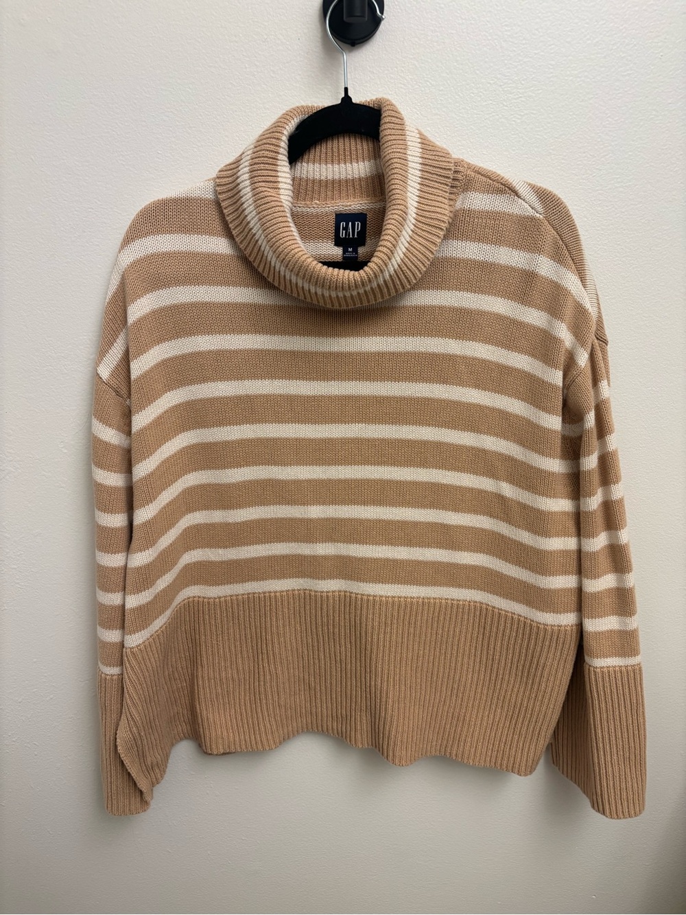 GAP 100% Cotton Cowl Neck Split Hem Oversized Striped Sweater Women’s Medium